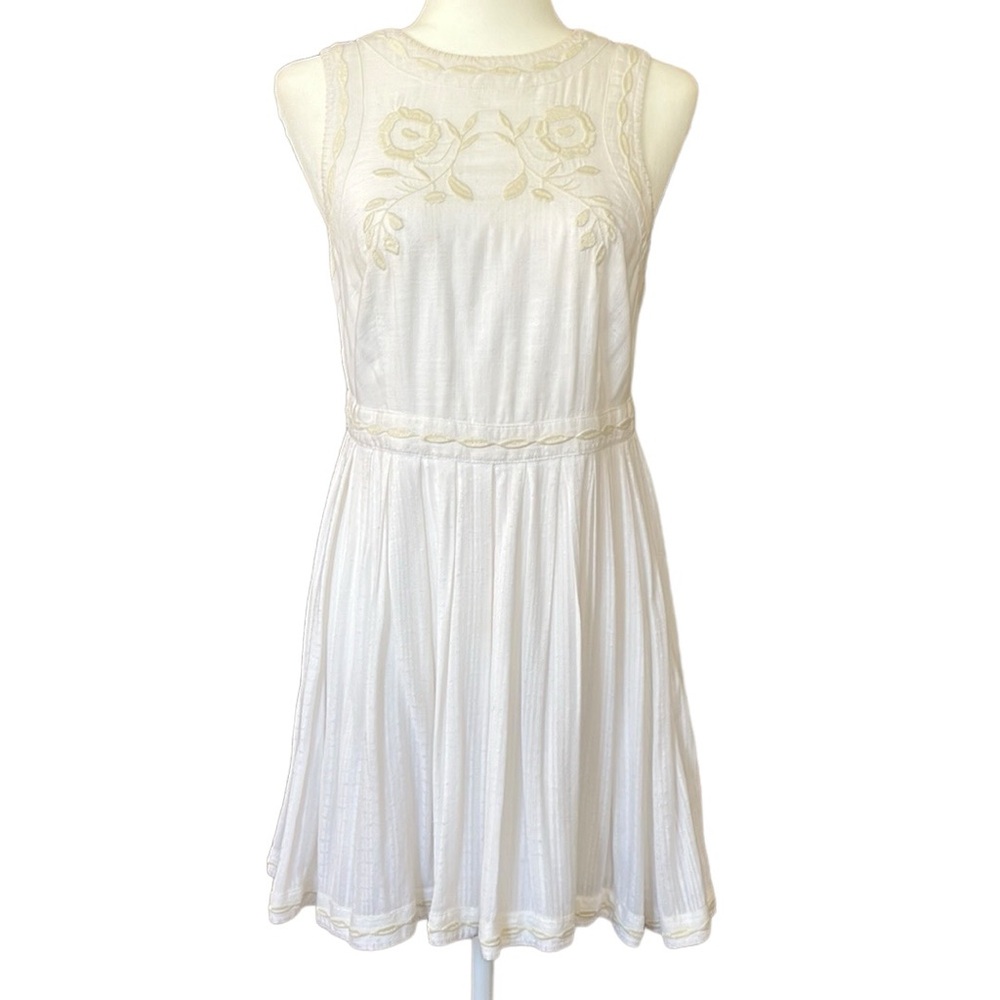 FREE PEOPLE White Birds of a Feather Sleeveless Fit and Flare Dress Size 8